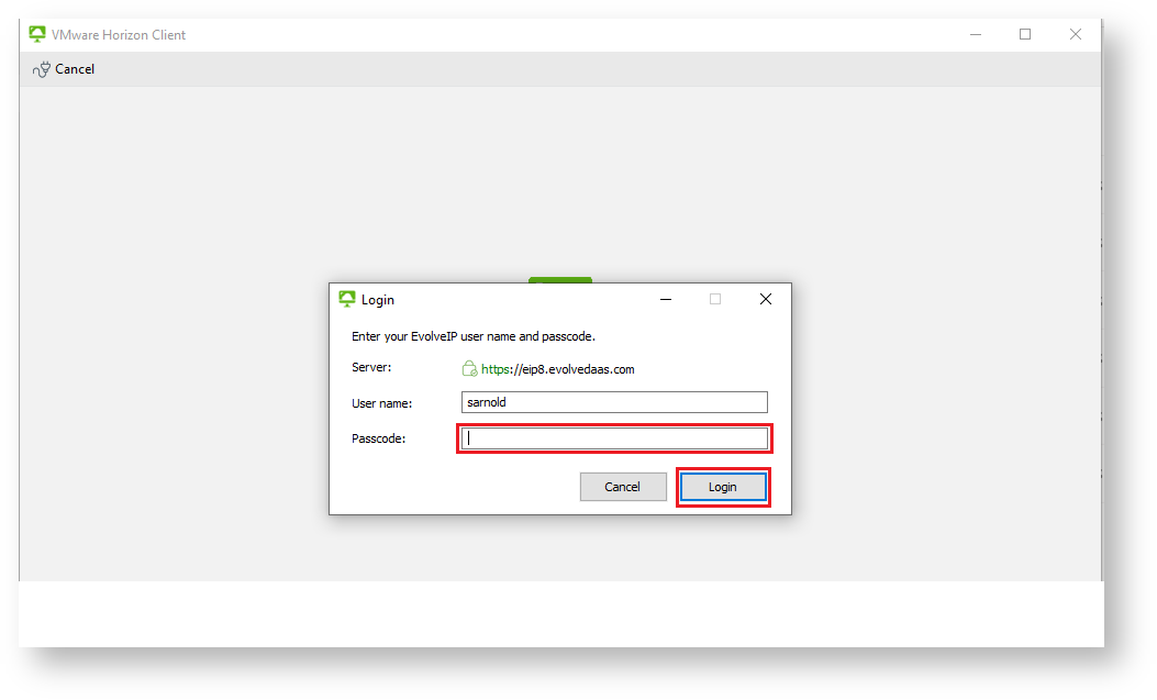 XTIUM Knowledge Base > X DaaS 3.1 - Mac and Windows Users Guide > 31 Horizon client user creds field entry.png